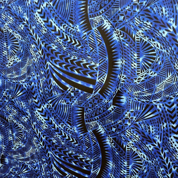 Traditional Polynesian Tattoo Design Rayon Poplin Fabric | Islands Fabric