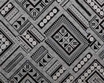 Traditional Polynesian Geometric design | Cotton Light Barkcloth Fabric