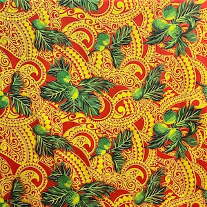 Durian Traditional Tattoo Background Poly Cotton Fabric | Islands Fabric