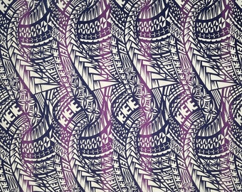 Traditional Polynesian Tattoo Muslin Cotton Fabric