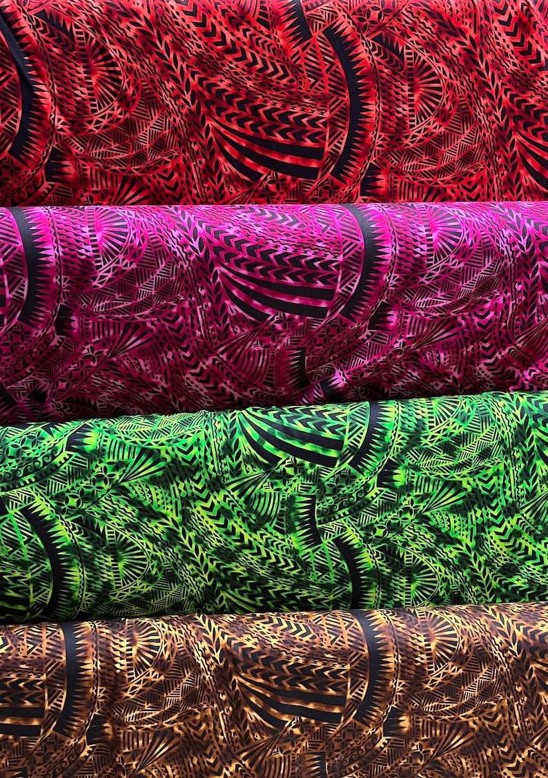 Traditional Polynesian Tattoo Design Rayon Poplin Fabric | Islands Fabric image 8