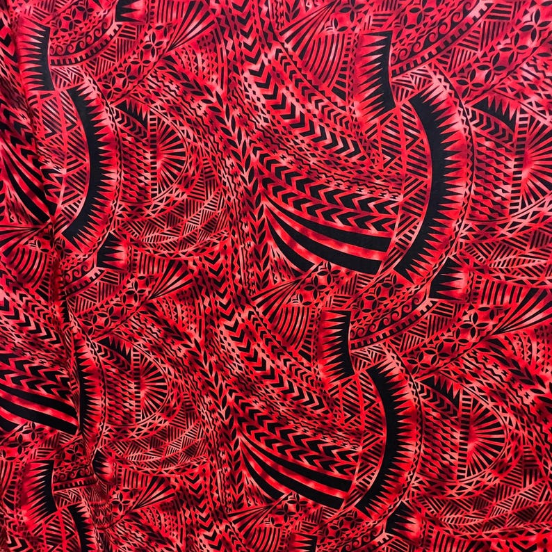 Polynesian Tribal Design #1 | Rayon Poplin