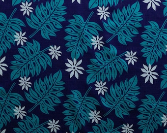 Tiare & Split Leaf Cotton Light Barkcloth, Lava Cloth Fabric