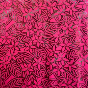 Traditional Polynesian Tattoo w/ Tropical Flowers & Leaves All over design | Foil Fabric