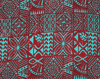 Traditional Polynesian Tapa design Light Barkcloth | Islands Fabric