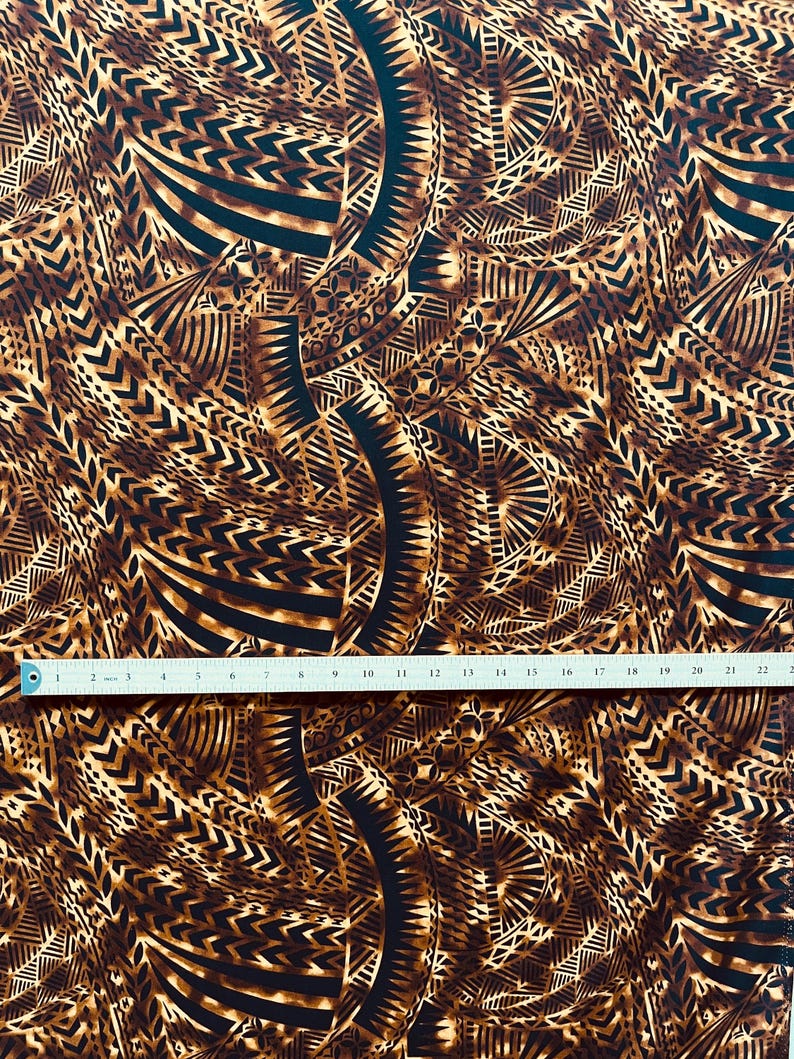 Traditional Polynesian Tattoo Design Rayon Poplin Fabric | Islands Fabric image 6