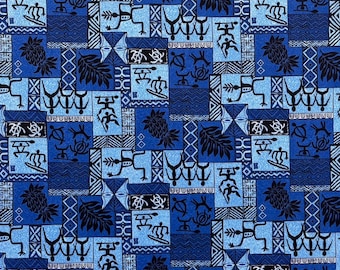 Tapa Petroglyphs Poly Cotton Fabric