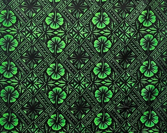 Traditional Tapa Hibiscus Cotton Fabric | Islands Fabric