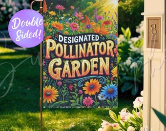 Pollinator Garden Flag, Nature Supporter Garden Sign, Chemical-Free Garden Decor, Organic Gardener Gift, Save the Pollinators, Bee Awareness