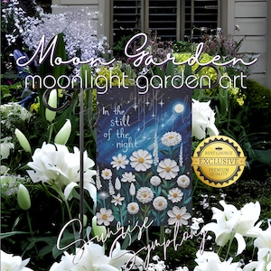Still of the Night Moon Garden Whimsical 12&quot;x18&quot; Double-sided Hanging Garden Flag, Night Garden Decor Outdoor Moon Art Moon Gardener Gift