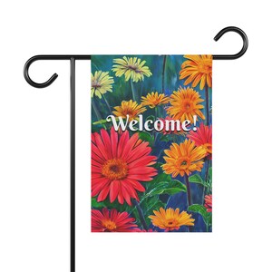 Welcome! Floral Soft Color Double-Sided 12&quot;x18&quot; Outdoor Garden Flag, Custom Floral Art Colorful Garden Flag, Custom Floral Garden Flag Gifts