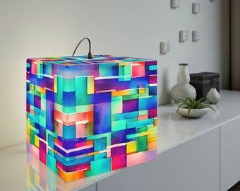 Colorful Light Cube Lamp, Colorful Light Lamp, Modern Custom Art Lamp, Illuminated Art Lamp, Custom Art Color Cube Lamp, Colorful Lamp Decor