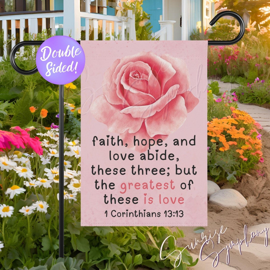 Dusty Rose Quad Scriptures Rose Greatest of These is Love Bible Verse Double-sided 12