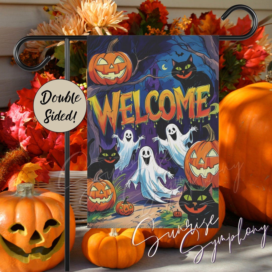 Welcome Ghost Smiling Happy Ghosts Welcome Double-sided 12