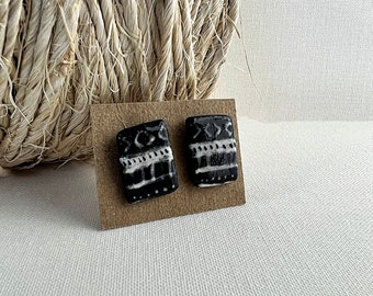 AbstractCeramic Stud Earrings|Handmade Earrings|Hecho en Mexico|Hecho a Mano|Hecho en San Luis Potosi|Hand Painted Earrings|Minimalist Studs