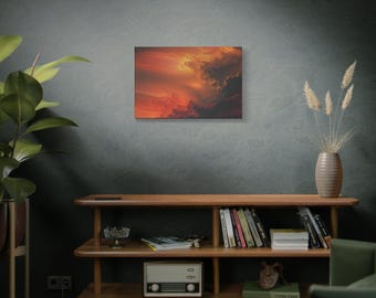 Space Wall Art Canvas | Sci-Fi Space Art for Home Office Decors | Red Nebula Print |