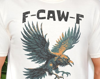 F Caw F-T-shirt: comfortabele kleuren, T-shirt met humor voor vogelliefhebber, Sassy Raven, uniseks