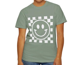 Smiley tshirt,pastel smiley face shirt,checkered shirt, Smile Shirt,Retro Smiley Face Shirt,Smile Face Shirt,Happy Face Shirt,Cute Smile tee