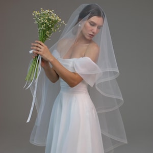 Voile avec bordure en crin de cheval, voile à bordures crinolines avec fard à joues, voile de prêle à portée de main