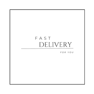 May include: A square, minimalist graphic with a black border and white background. The words "FAST DELIVERY" are centered, with "FOR YOU" below. The text is in a simple, modern font.