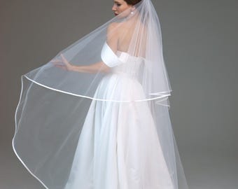 Handmade Two-Tier Wedding Veil, Satin Edge, Italian Tulle