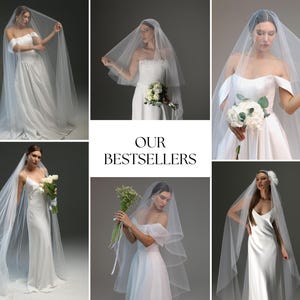 2-lagiger Brautschleier – Klassischer Brautschleier in Ivory mit Bleistiftkante, minimalistisches & modernes Design Bild 2