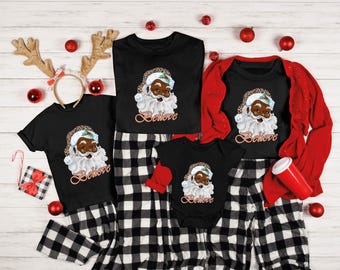 Merry Christmas Black Santa Shirt, Afro American Black Santa Christmas Shirt, Funny Winter Santa T-shirt, Believe Santa Head Sweatshirt