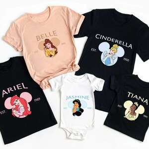 Disney Prinzessin Shirt, Disney Prinzessin Gruppe Shirt, Disney Shirt, benutzerdefinierte Disney Prinzessin Belle, Cinderella, Ariel, Jasmin, Tiana Shirt