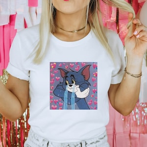 Tom & Jerry Shirt, Heart, Couple T shirt, Valentines Day Shirt, Valentines Day Gift, Valentines Day , Lover Shirt, Kids Funny Valentines Day