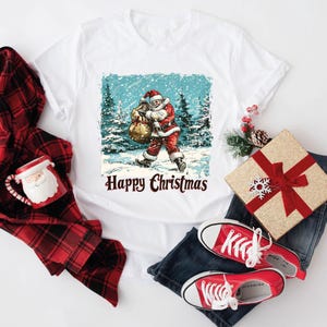 Vintage Santa Claus Christmas Shirt, Vintage Christmas T Shirt for Women, Vintage Santa Baby Shirt, Christmas Tshirt Family, Christmas Gifts