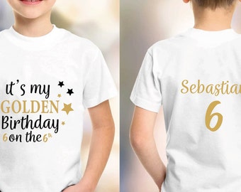 It&#39;s My Golden Birthday TShirt,Personalized Front and Back Tshirt, Family Matching Birthday Shirts , Custom  Family Shirt ,Golden Birthday