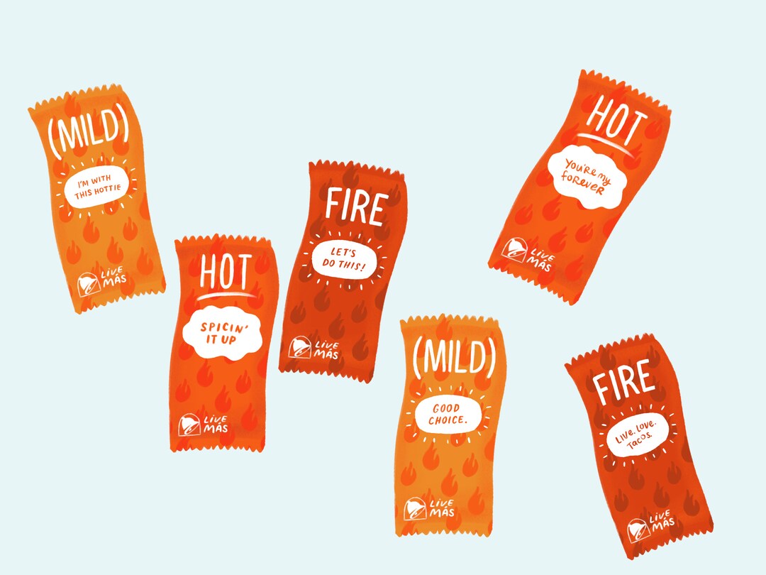 Taco Hot Sauce Packets Photo Booth Props Set of 6 Instant Etsy
