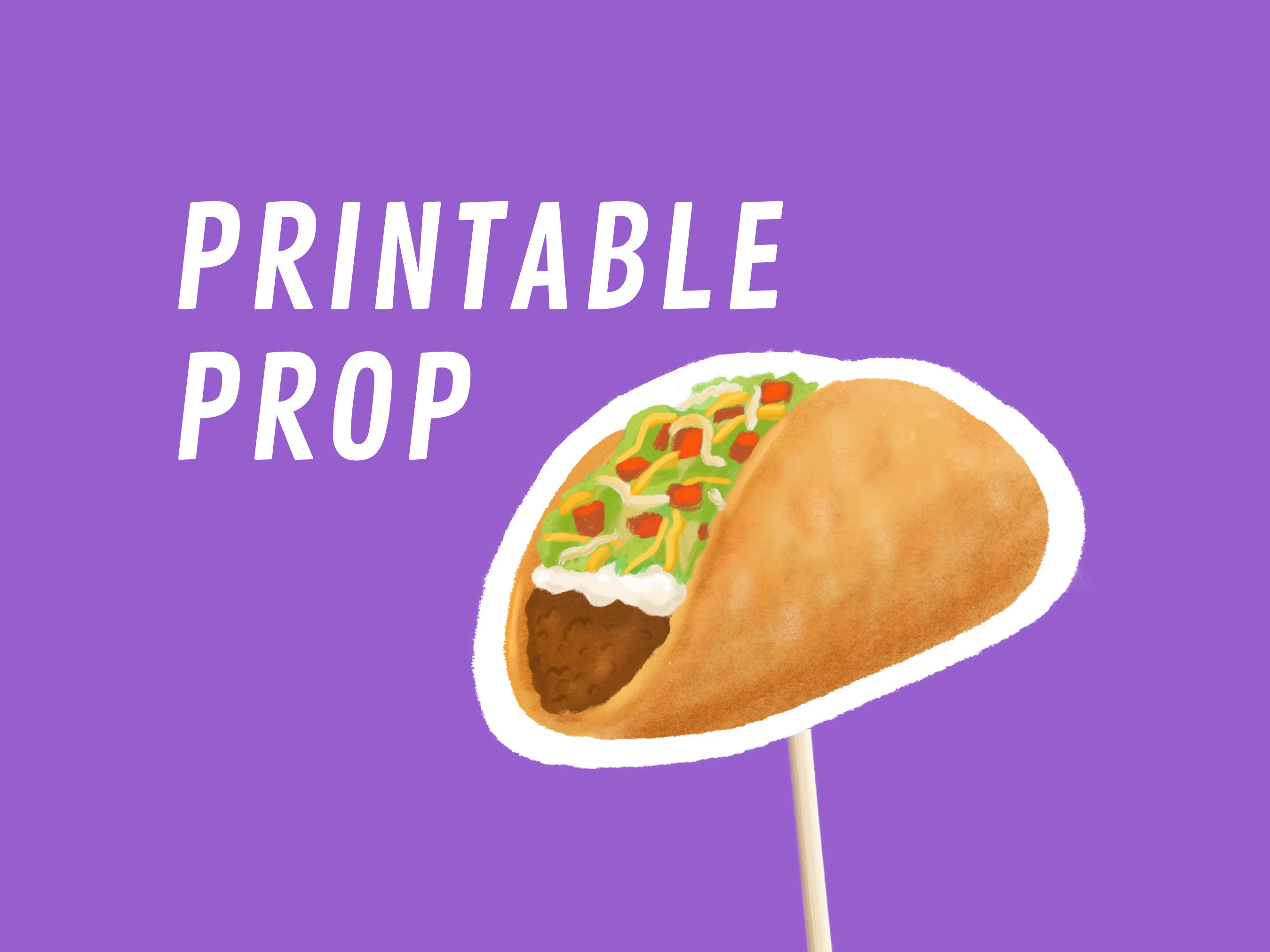 Chalupa Taco Photo Booth Prop Instant Digital Download PDF Photo Booth Printable Props for Parties and Weddings