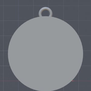 May include: A blank, round, silver-colored ornament with a silver loop at the top.