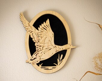 Duck Scroll Saw Cut Handmade Wall Art - Hard Maple Wood Fretwork and Cabin Decor