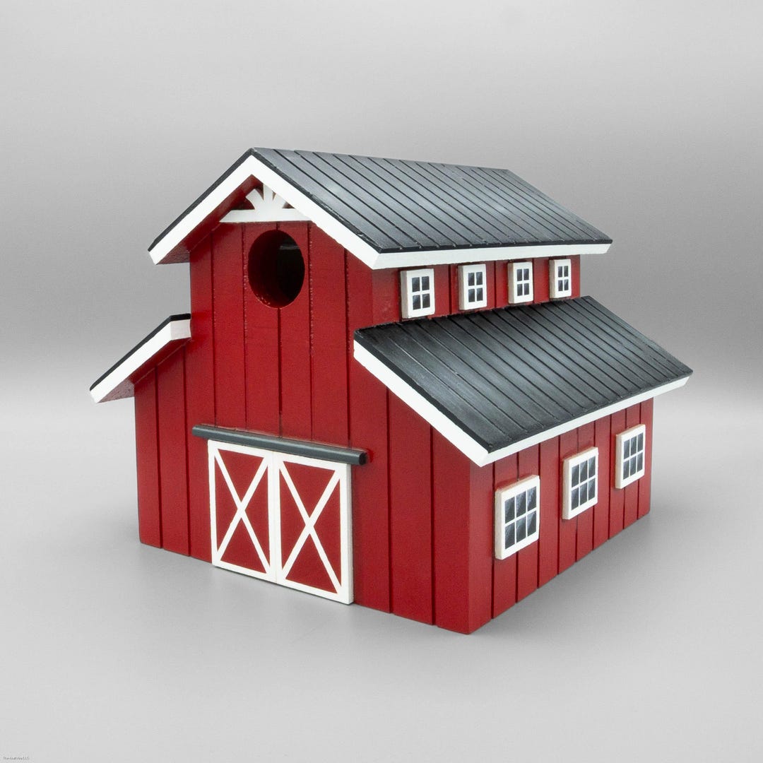 NEW! Red Wood Ranch Barn Birdhouse, Handcrafted Horse Barn Birdhouse ...