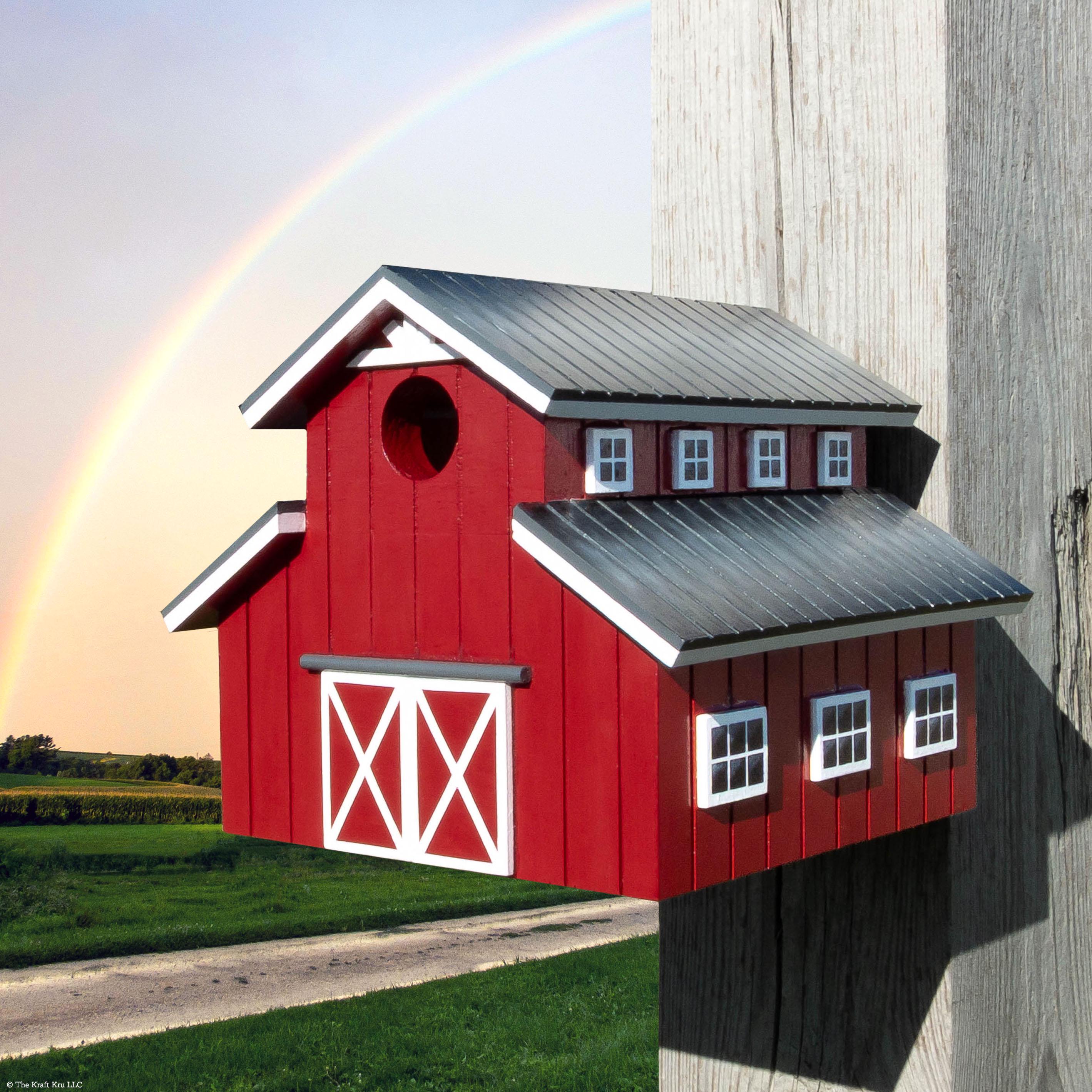 Red Ranch Barn Birdhouse - Handmade Outdoor Birdhouse and Rustic ...