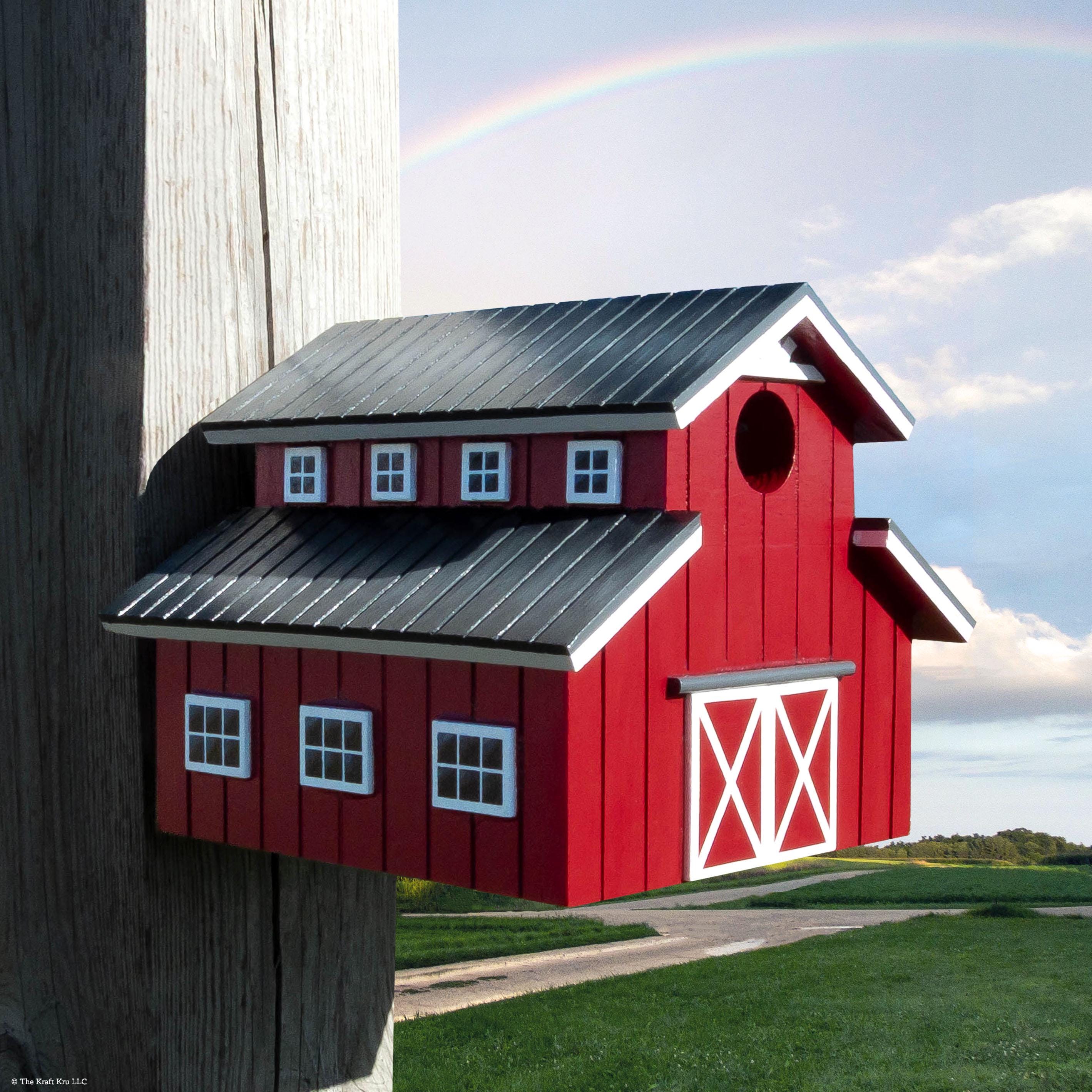 Red Ranch Barn Birdhouse - Handmade Outdoor Birdhouse and Rustic ...