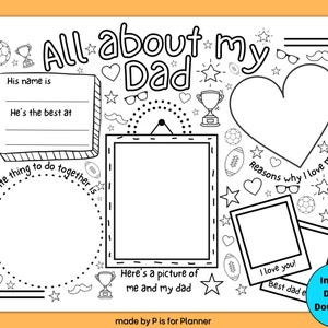 All About My Dad Printable Colouring Page, All About My Dad Fill in the ...
