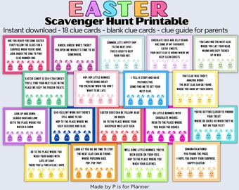 Easter Scavenger Hunt for Kids, Indoor Easter Treasure Hunt Clues, Fun Easter Game, Printable Kids Activity, Easter Egg Hunt for Kids