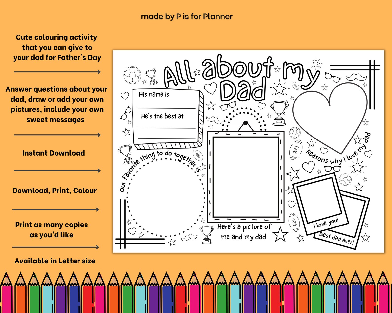 All About My Dad Printable Colouring Page, All About My Dad Fill in the ...