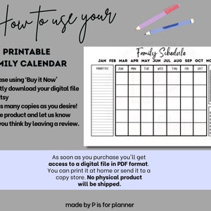 Family Calendar Printable, Monthly Family Schedule, Family Planning ...