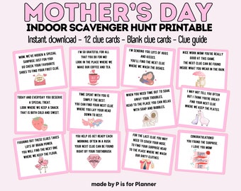 Mother’s Day Scavenger Hunt Clues, Indoor Treasure Hunt for Mom, Gift for Mom, Mothers Day Activity