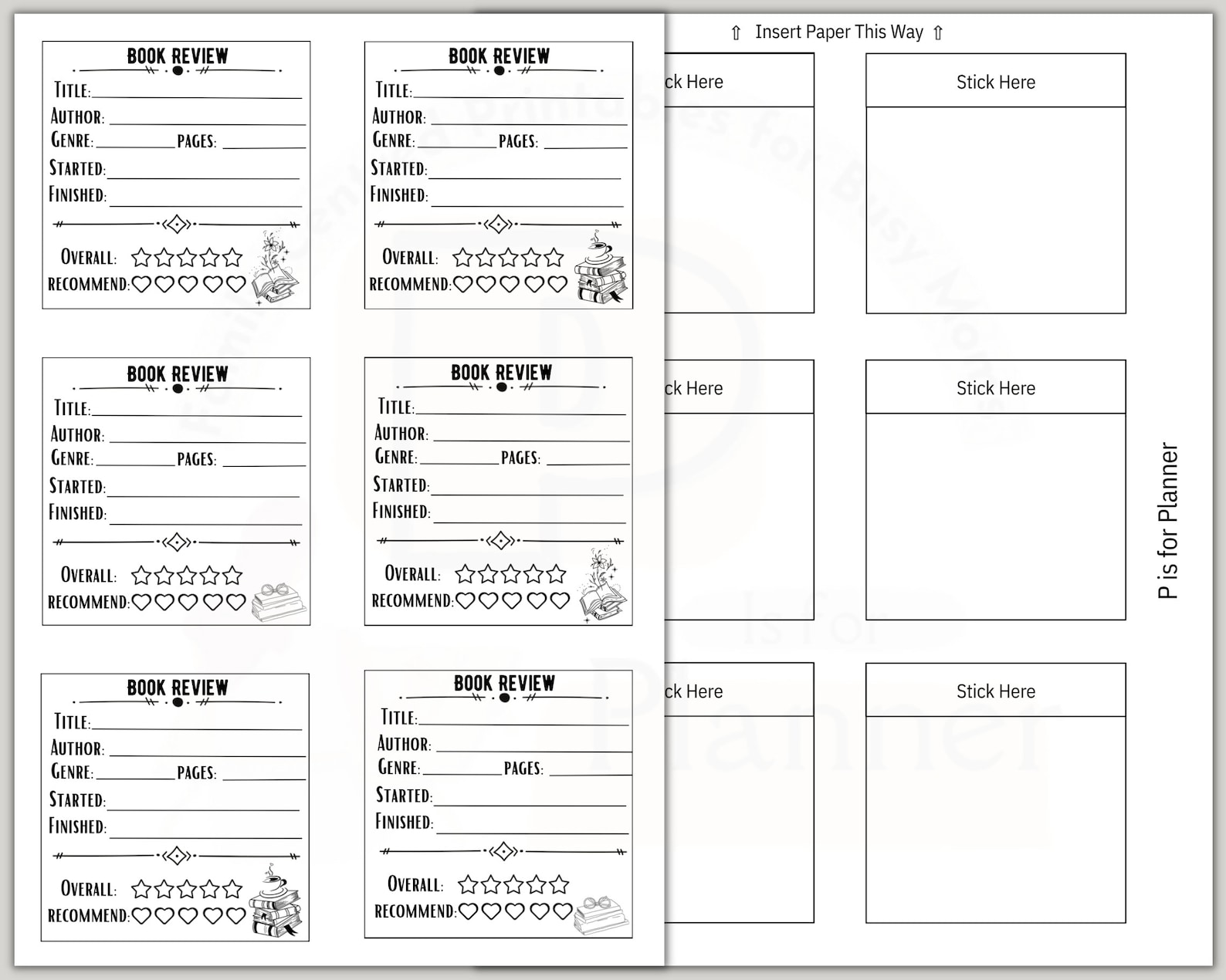 Book Review Sticky Notes, Book Rating Card, Reading Journal, Books Read ...
