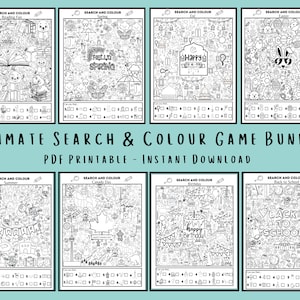 Search and Color Game Bundle, Printable Seek and Find Hidden Objects Game, Search and Color Kids Activity Pages, I Spy Game, Colouring Pages