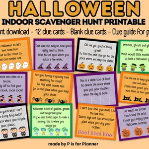 Halloween Scavenger Hunt for Kids, Indoor Halloween Treasure Hunt Clues, Fun Halloween Game, Printable Kids Activity, Halloween Party Game