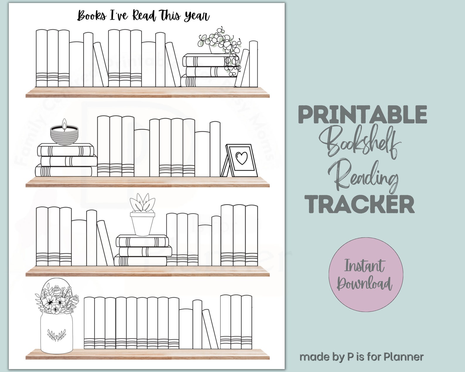 Book Tracker Printable Bookshelf Reading Log Planner Insert Plant Theme Book Tracker Printable Bookshelf Reading Log Planner Insert Plant Theme
