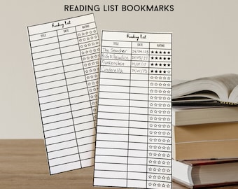 Printable Bookmark, Reading Log Tracker, Library Card Bookmark for Adults and Kids, Book Lover Gift