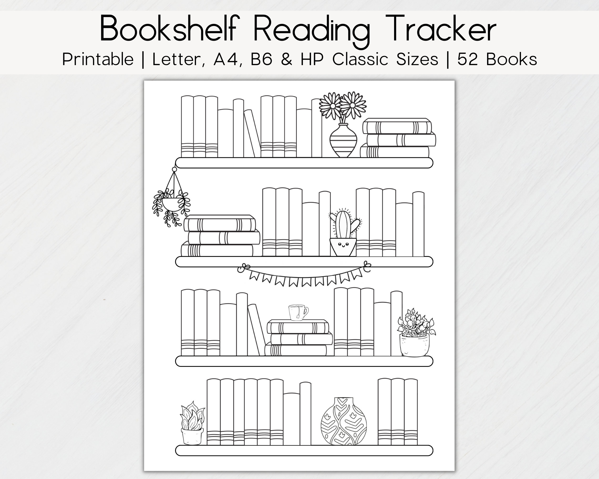 Bookshelf Reading Tracker Printable Reading Challenge Bookshelf 52