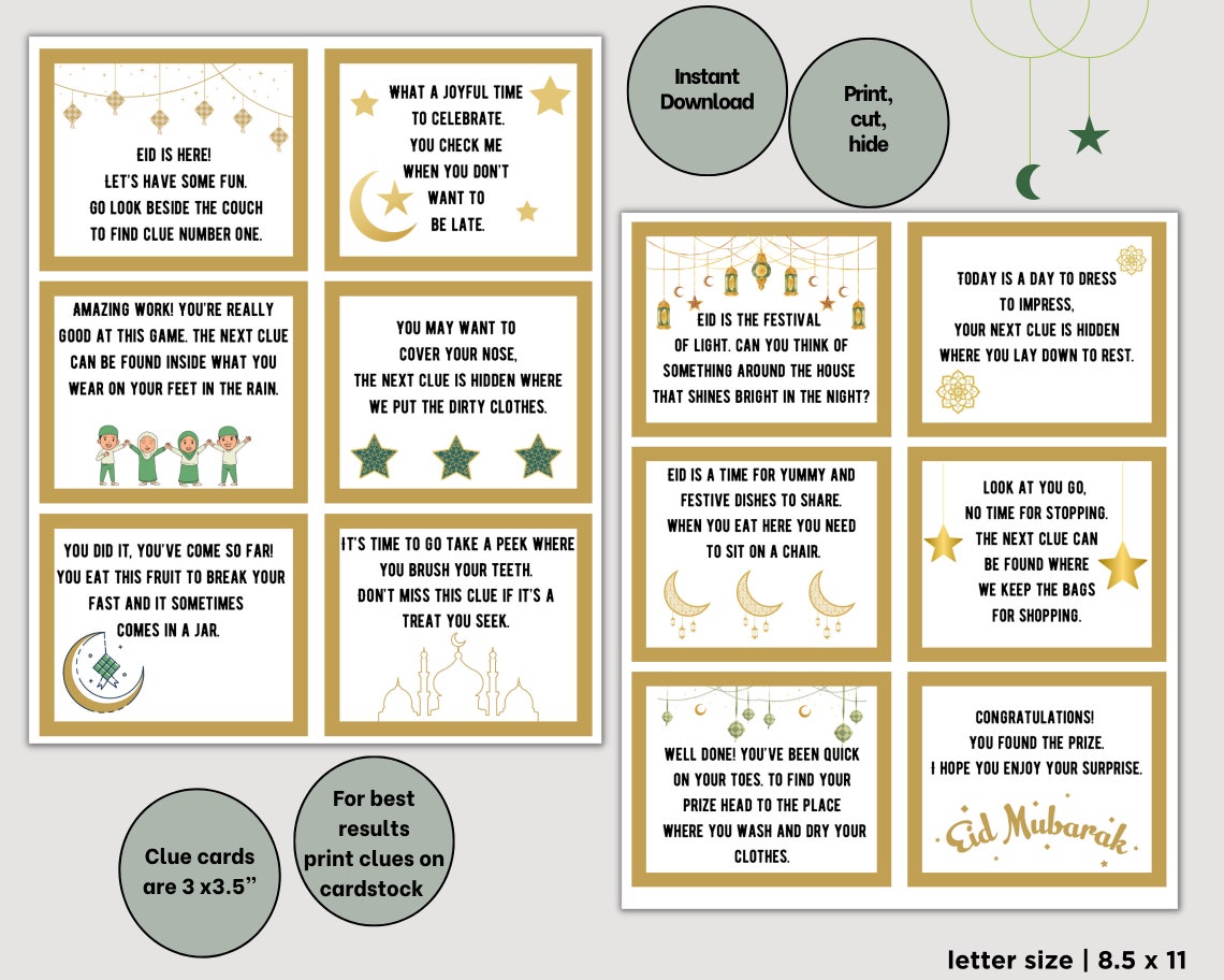 Eid Scavenger Hunt for Kids, Indoor Scavenger Hunt Clues, Ramadan Kids ...